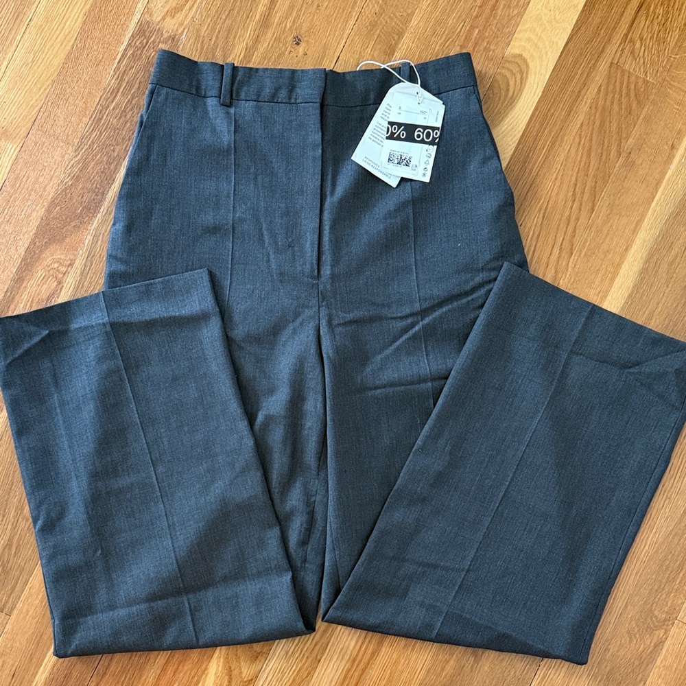 COS Dark Gray Dress Pants with Cream Waistband